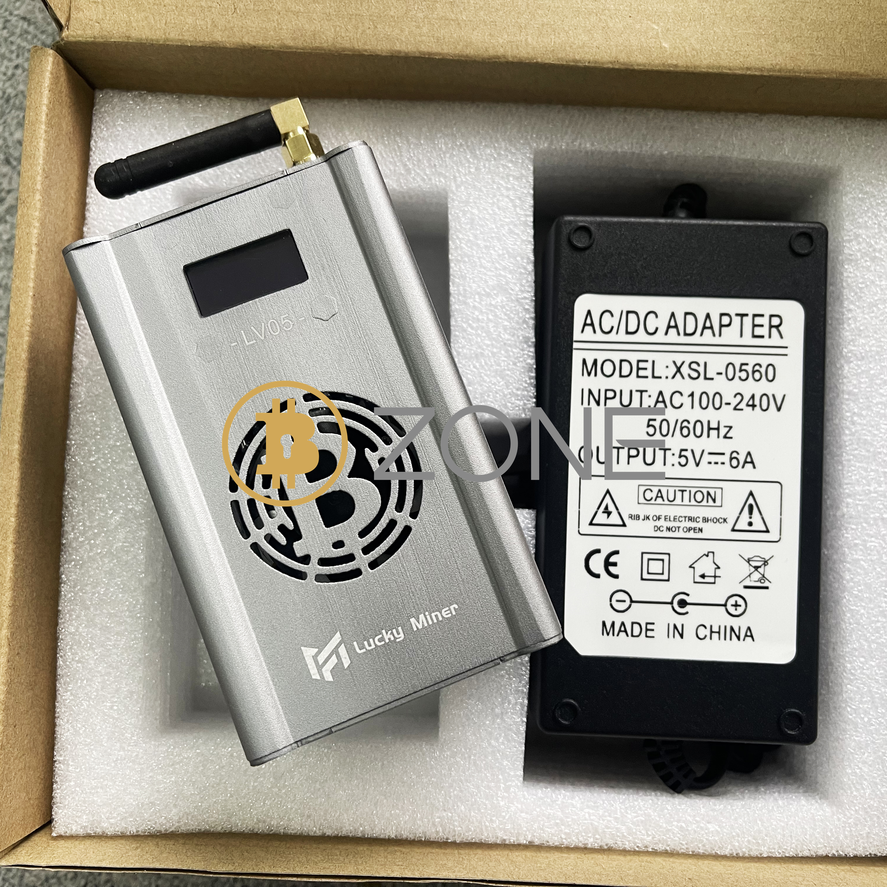 Silent Bitcoin Miner Lucky Miner LV05 Hashrate 320 g/s Super Mini BTC solo Mining Machine com fonte de alimentação