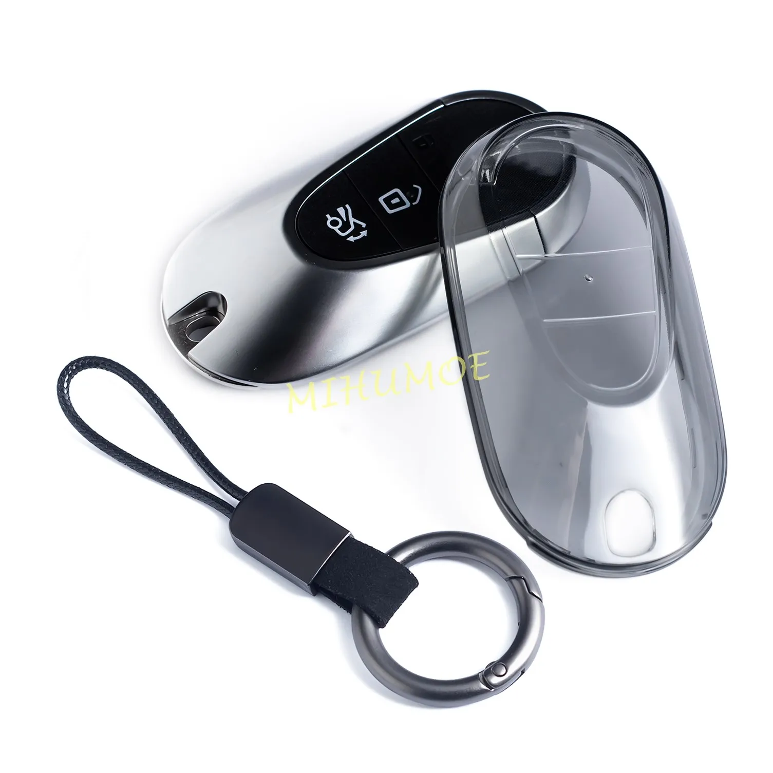 Black Transparent Car Key Fob Case Cover For Mercedes Benz C E S CLA CLE GLC EQE EQS Class 300 350 450 500 580 43 W206 W214 V297