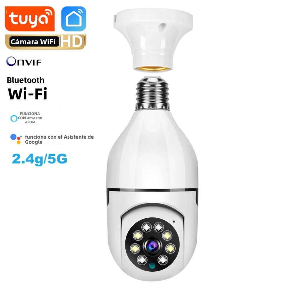 Tuya-cámara con bombilla de doble banda, 2,4G/5G, 3MP/4MP/5MP, WiFi, voz bidireccional, detección humana AI, visión nocturna, cámara de vigilancia E27