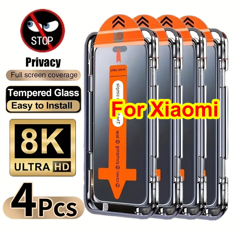 4 Stuks Oleofobe Coating Gratis Installatie Privacy Screen Protector Voor Xiaomi Redmi Note 13 12 11 10 9 8 7 Pro Redmi 14C 12C 13C