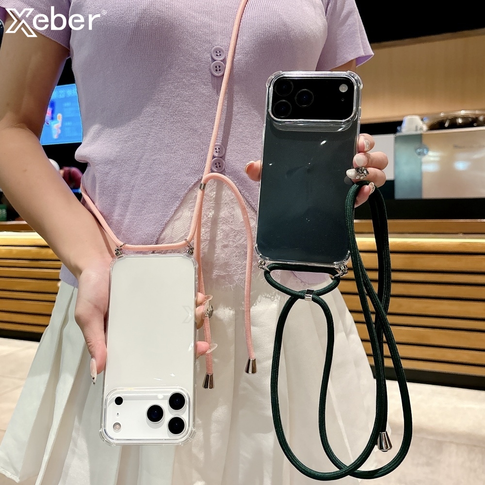 Crossbody Lanyard Clear Telefoon Case Voor iPhone 17 16 15 14 13 12 11 Pro Max X XR Xs 7 8 Plus Schokbestendig Siliconen Zachte TPU Cover
