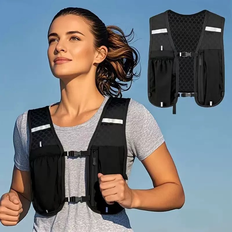 Ventas de fábrica, chaleco de hidratación para correr, mochila para senderismo, ciclismo, maratón, paquete de pecho de agua ligero con bolsillo de almacenamiento para teléfono