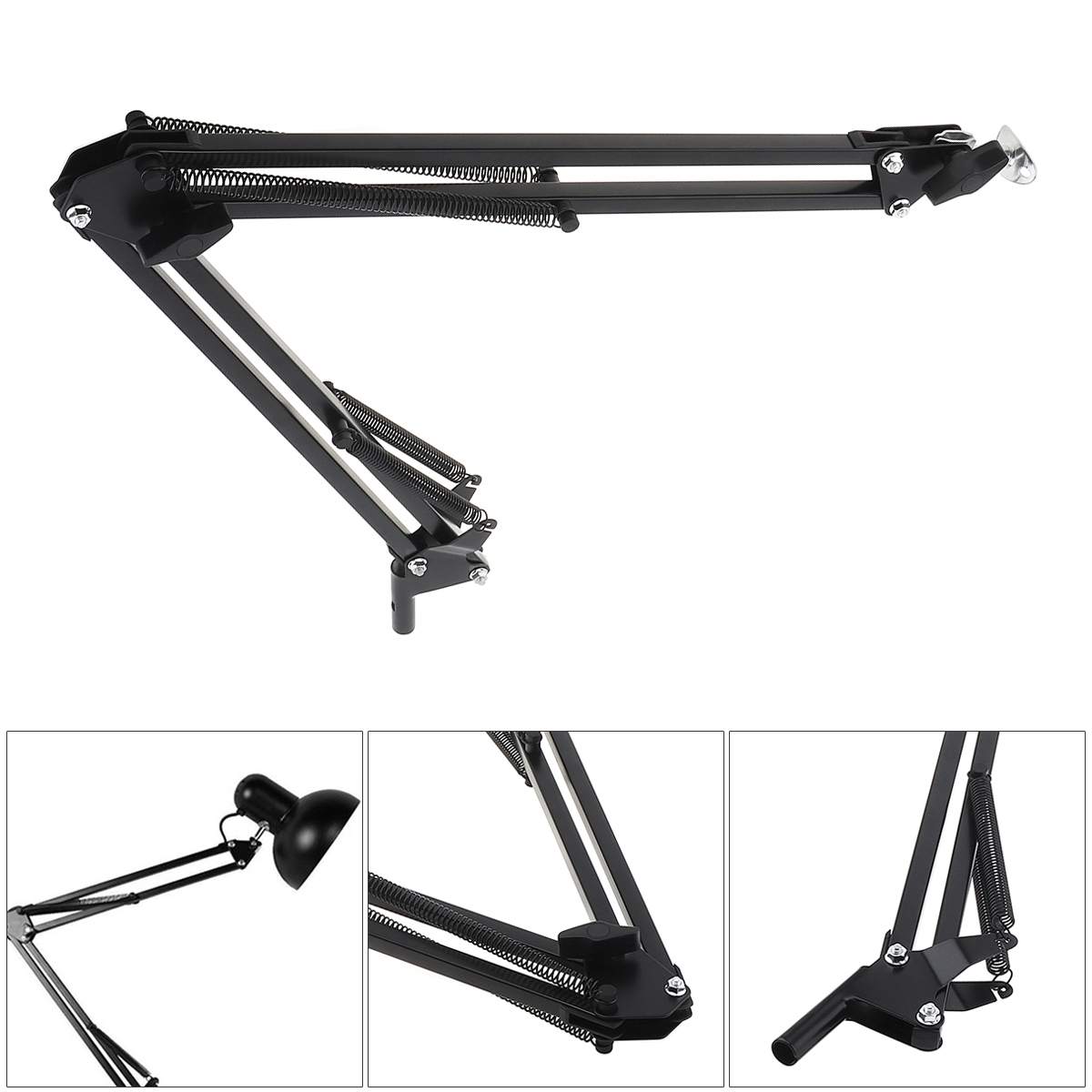 Support de bureau universel flexible en métal avec bras long et trépied, bras articulé surdimensionné pour lampe de table/microphone