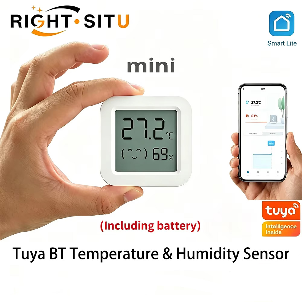 Sensor de temperatura e umidade Tuya, mini display digital LCD, compatível com controle remoto APP, termômetro e higrômetro BT