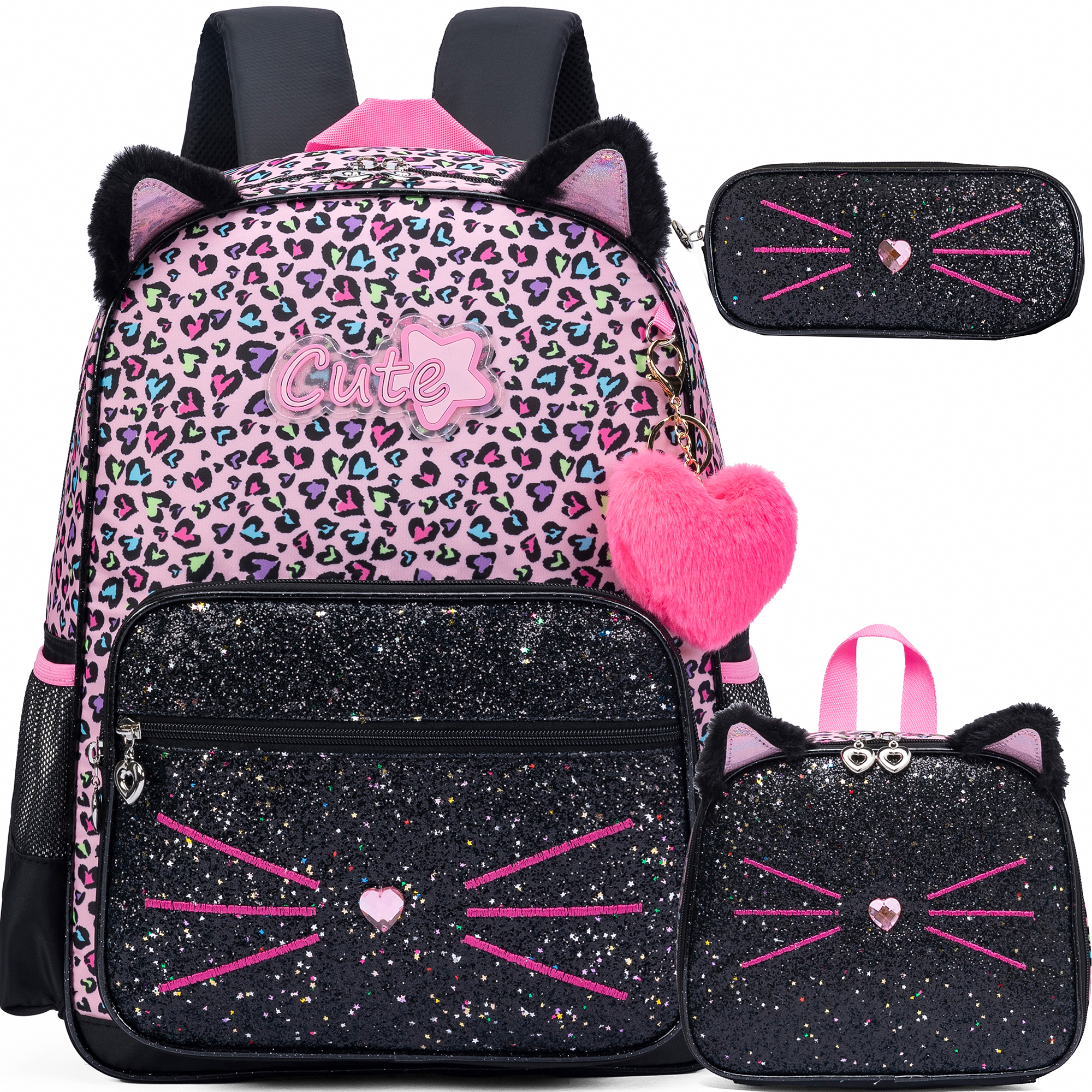 Mochila bonita para niñas, mochila estética, mochila escolar para niñas, mochila con fiambrera, suministros para el regreso a la escuela