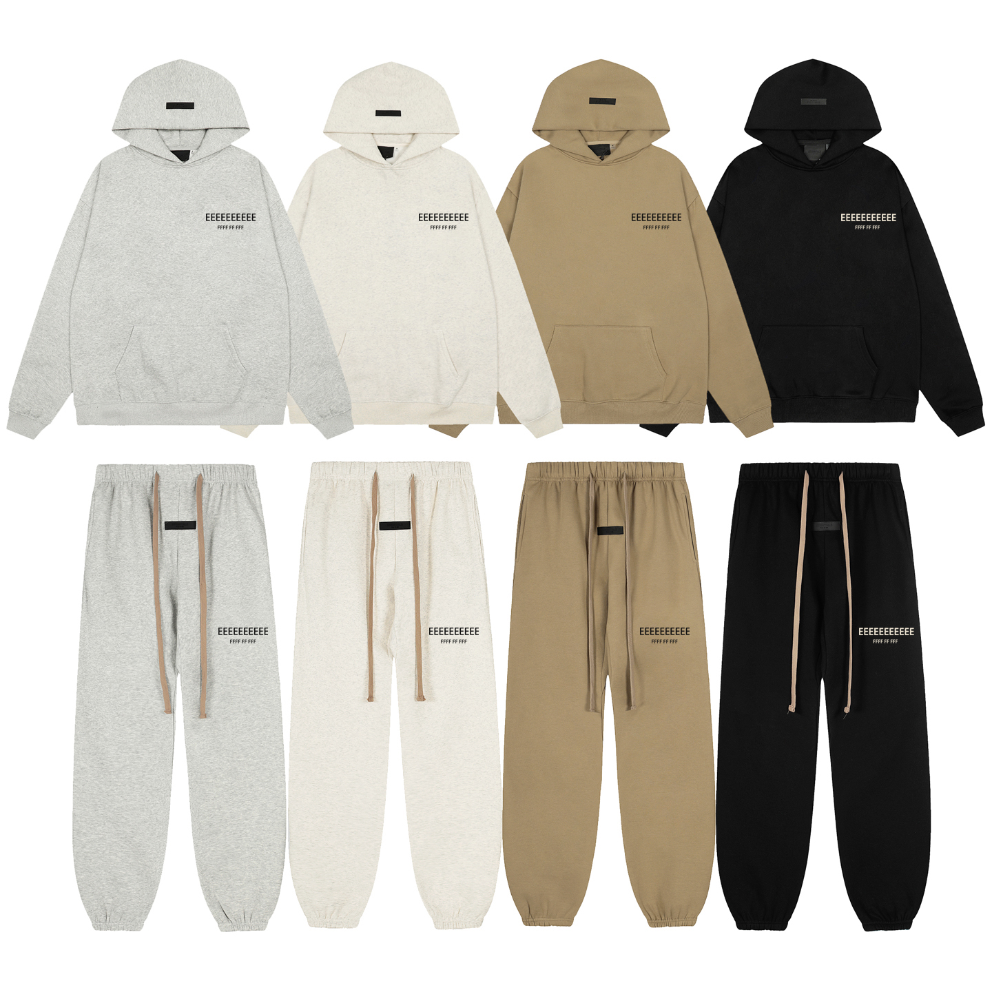Set Coordinato Moda Uomo: Pantaloni con Coulisse a Doppia Linea e Design di Lusso, Pantaloni Lunghi con Lettere in Silicone, Set Oversize High Street per Coppia con Felpa con Cappuccio