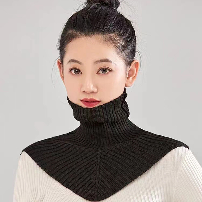 Mulheres inverno malha algodão colar falso cachecol feminino quente gola alta pescoço mais quente destacável inverno à prova de vento cachecol 36*28cm
