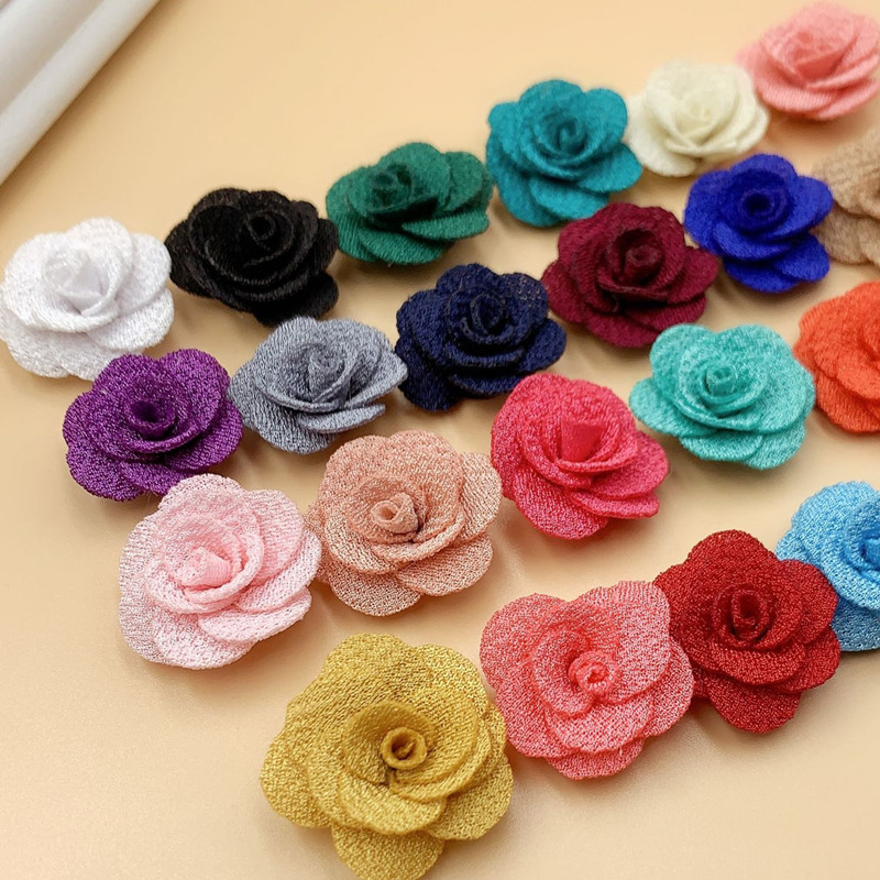 2.5 cm-3.5 CM Kleine Bloem Kleding Hoofddeksels Accessoires Driedimensionale Bloem Handgemaakte DIY Haaraccessoires 10-20 Stuks