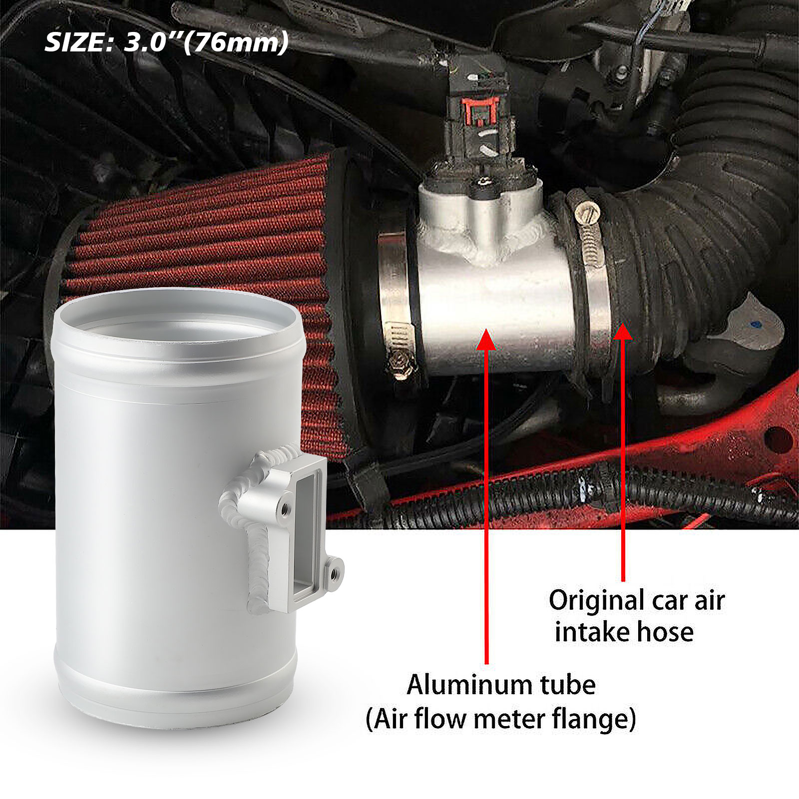 3-calowy czujnik masowego przepływu powietrza Adapter miernika Maf 76 mm Adapter czujnika masowego przepływu powietrza Mocowanie miernika wlotu powietrza do Nissana Honda Ford