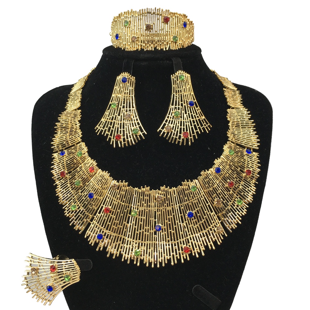 Nieuwste Italiaanse Vergulde Sieraden Set Vrouw Grote Ketting Dubai Sieraden Bruiloft Sieraden Cadeau Fhk18461