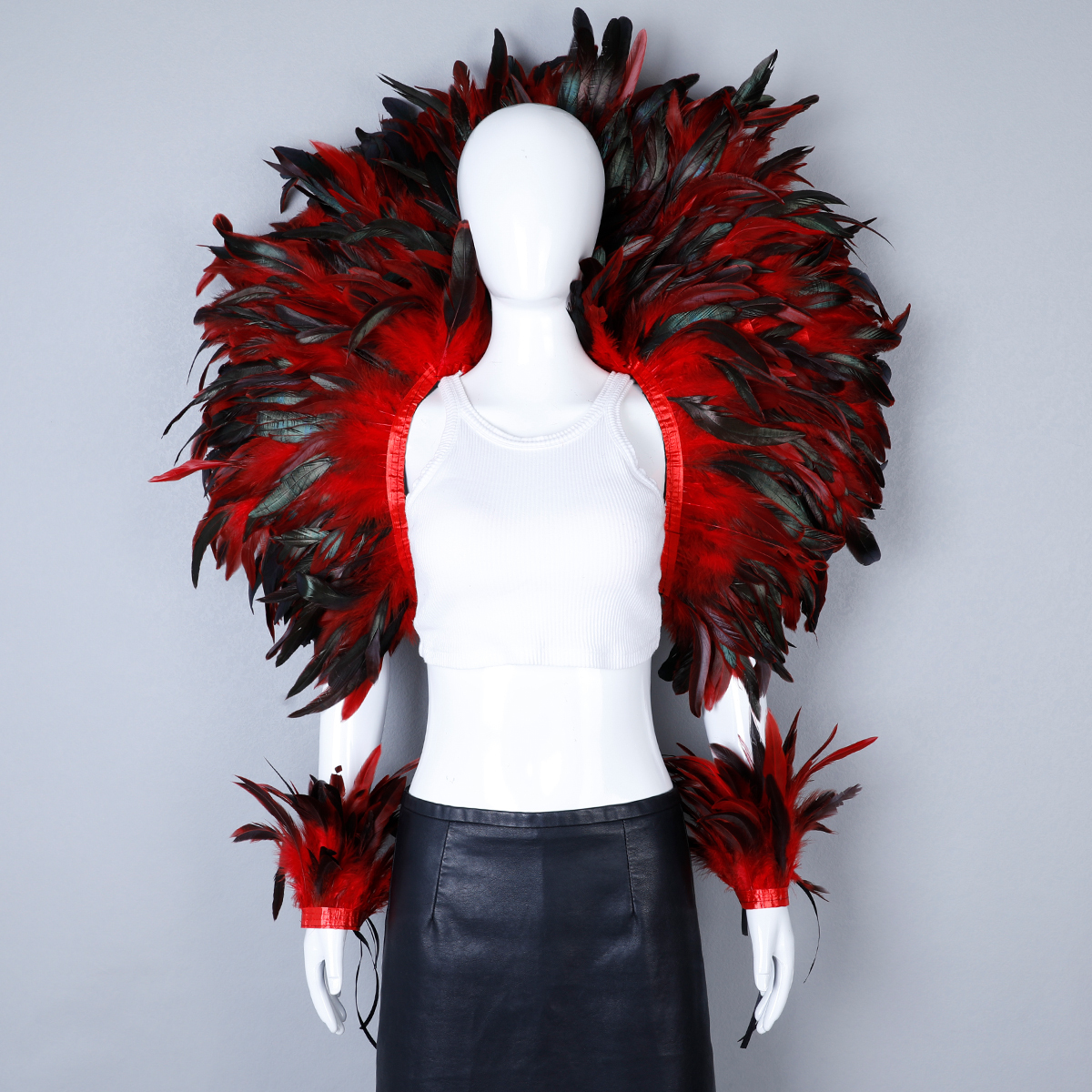 Fête Carnaval Élégant Femmes Châle 2 pièces Ensemble Cosplay Plume Punk Halloween Masqué Boule Plume Punk Carnaval Partie Ensemble Nouveau