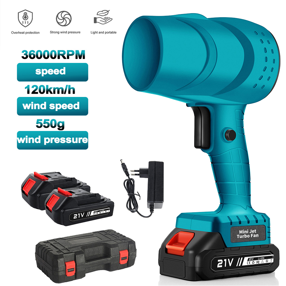 Krachtige snoerloze jetfan 120 km/u turboblazer 36000 RPM elektrische sneeuw- en bladblazer stofblazer voor 21V accu 380W