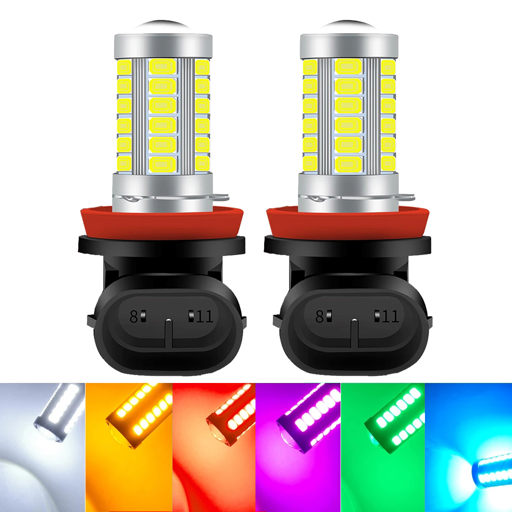 2 pièces H8 Led H11 9005 HB3 9006 HB4 PSX24W voiture LED antibrouillard ampoules 6000K blanc antibrouillard jour lumière Auto avant antibrouillard