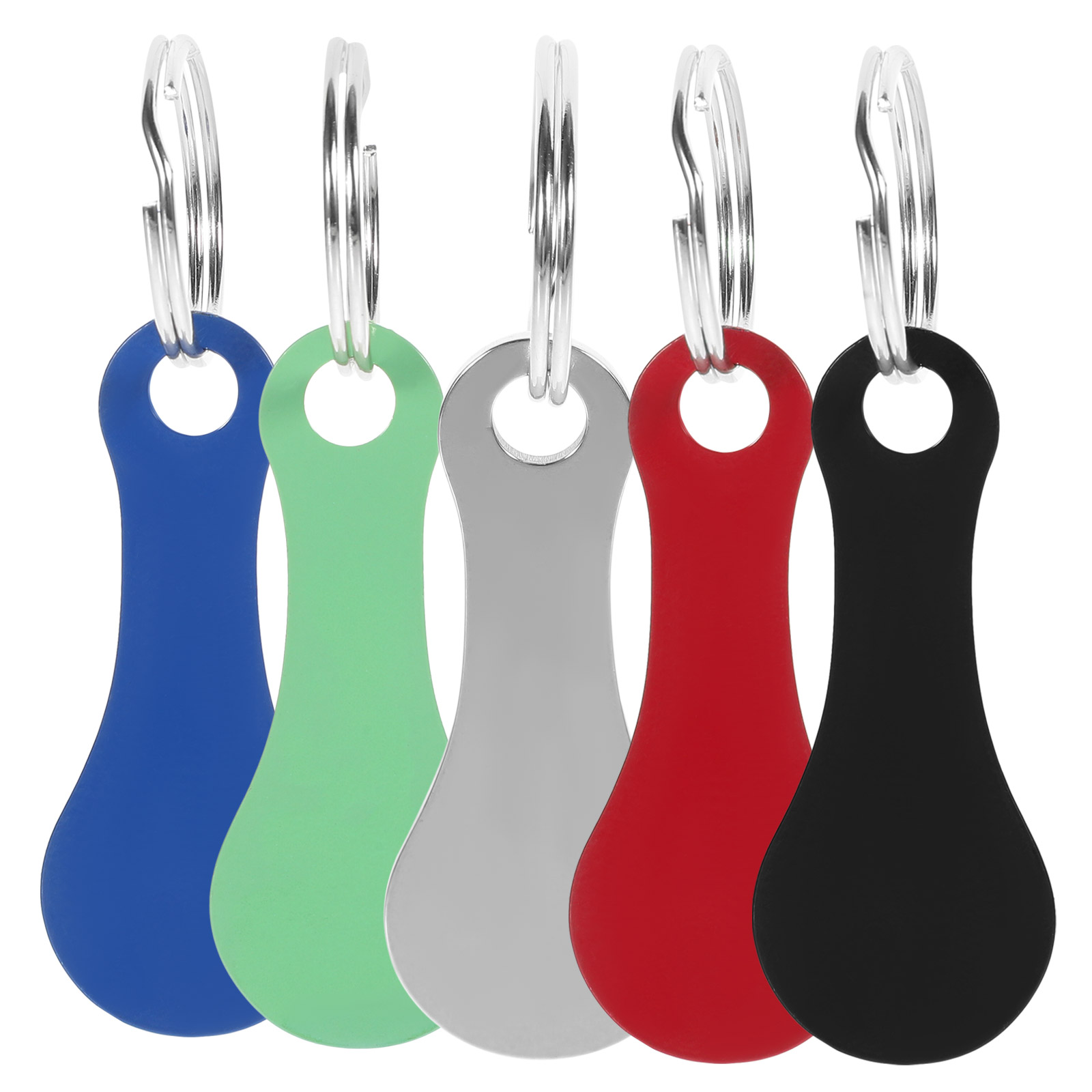 LLavero de acero inoxidable con soporte para monedas y carrito de compras, colgante de Token, 5 piezas