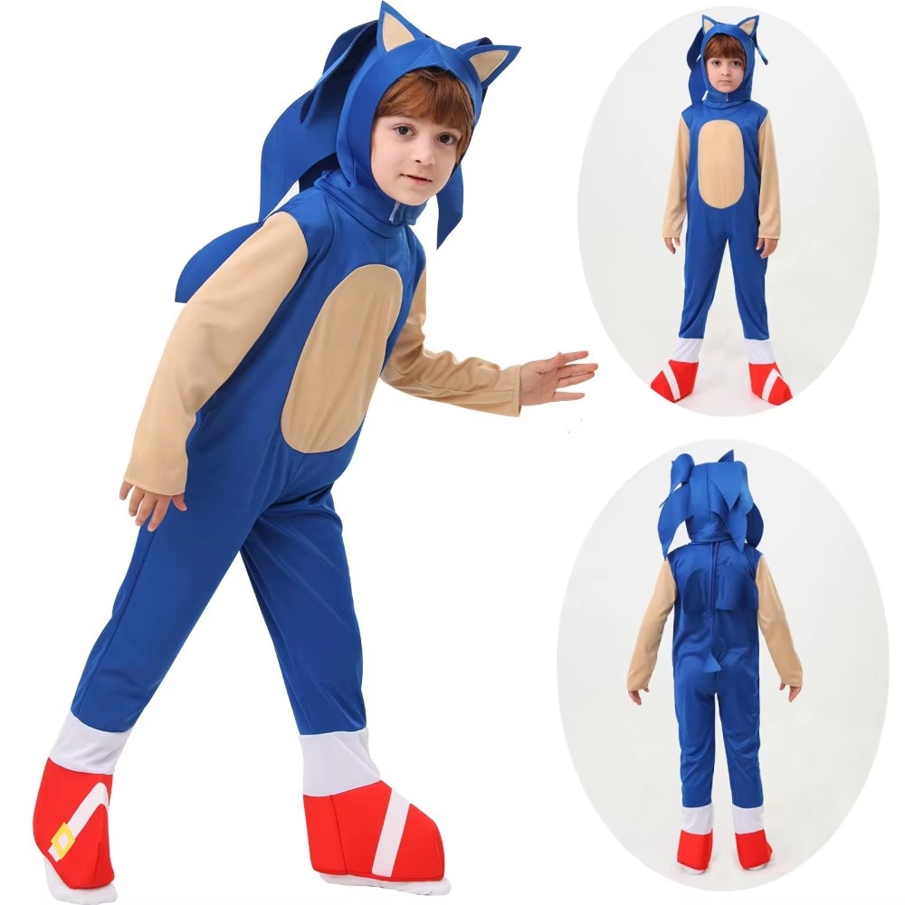 Anime Cartoon Jumpsuit Bodysuit Cosplay Disguise Hedgehog Cosplay Costume Anime Boys Girls White Gloves Halloween Gift