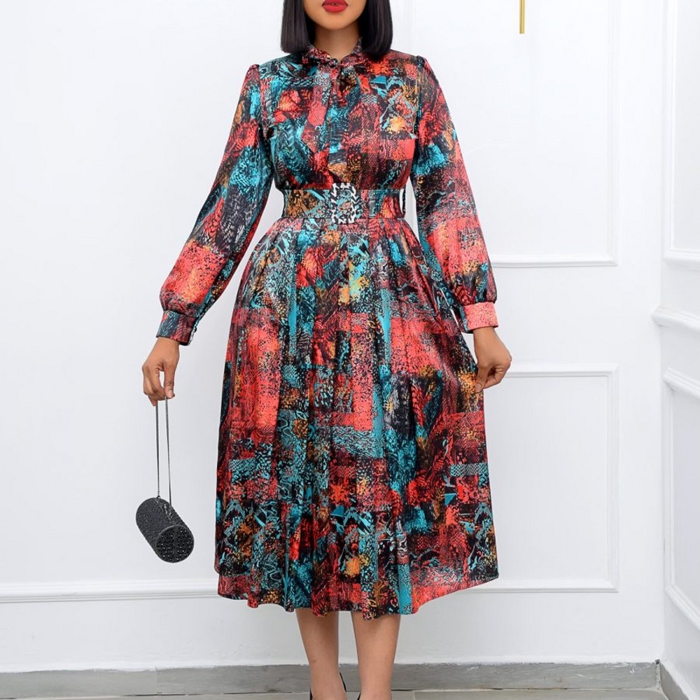 Vestido africano dashiki para mulheres, robe plissado, elegante vestido midi de festa, moda primavera e verão, nova chegada, 2022