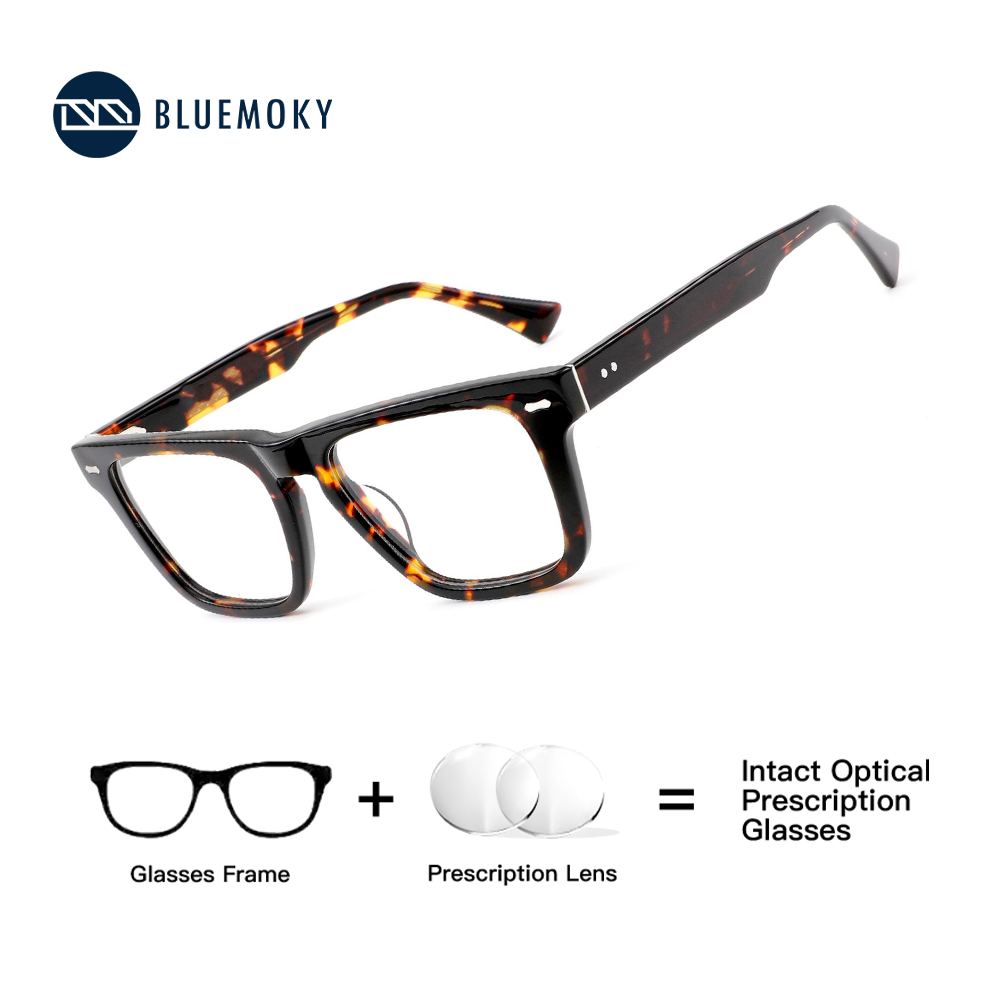BLUEMOKY Kacamata Resep Persegi Bergaya Unisex Kacamata Optik Asetat Kacamata Progresif Fotokromik