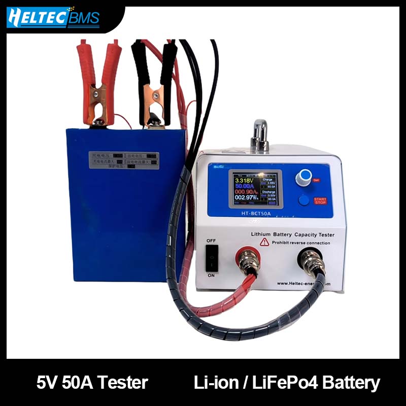 Penguji Kapasitas Baterai Heltec 50A 5V Pengisi/Pengosong Daya, Penguji Beban untuk Baterai NCM/LiFePO4/NiMH/Lead-acid