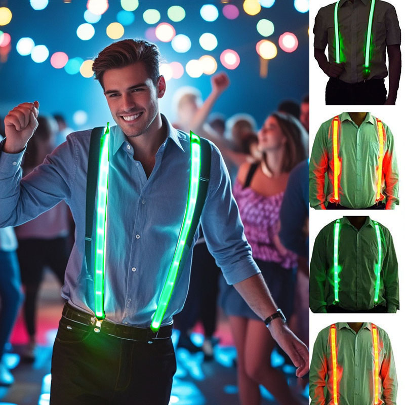 Novo led brilhante arco suspensórios para homens acessórios de festa de casamento brilho no escuro materiais brilhantes festival de aniversário sd01