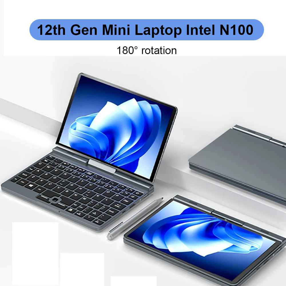 Mini ordenador portátil P8 de 12. a generación Intel N150 Core 8 pulgadas LPDDR5 12GB 1TB 4800MHz Windows 11 Pro AX WiFi 6 BT5.2 RJ45 LAN Flip 180 portátil