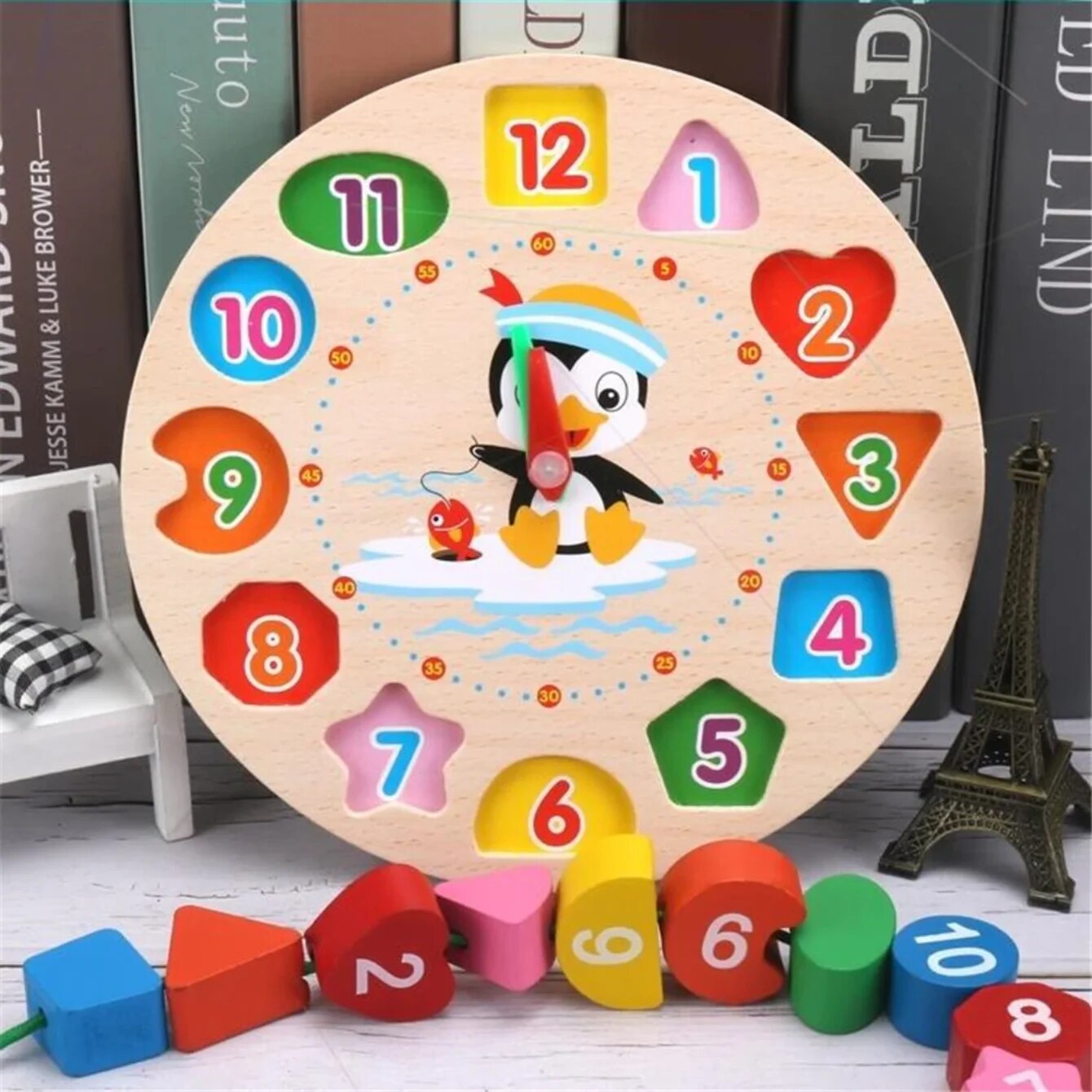 Montessori Quebra-cabeça Relógio Infantil, Desenhos Animados, Tangram, Números Cognitivos, Aprendizagem Precoce, Rosqueamento, Brinquedos de Montagem