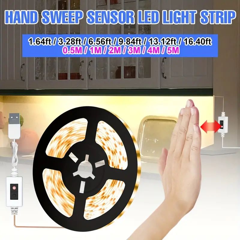Induction Sensor LED Strip Lights USB 5V 2835 Hand Wave Dimmer Flexible Diode Tape Lamp Backlight LED TV Kitchen IP65 Waterproof