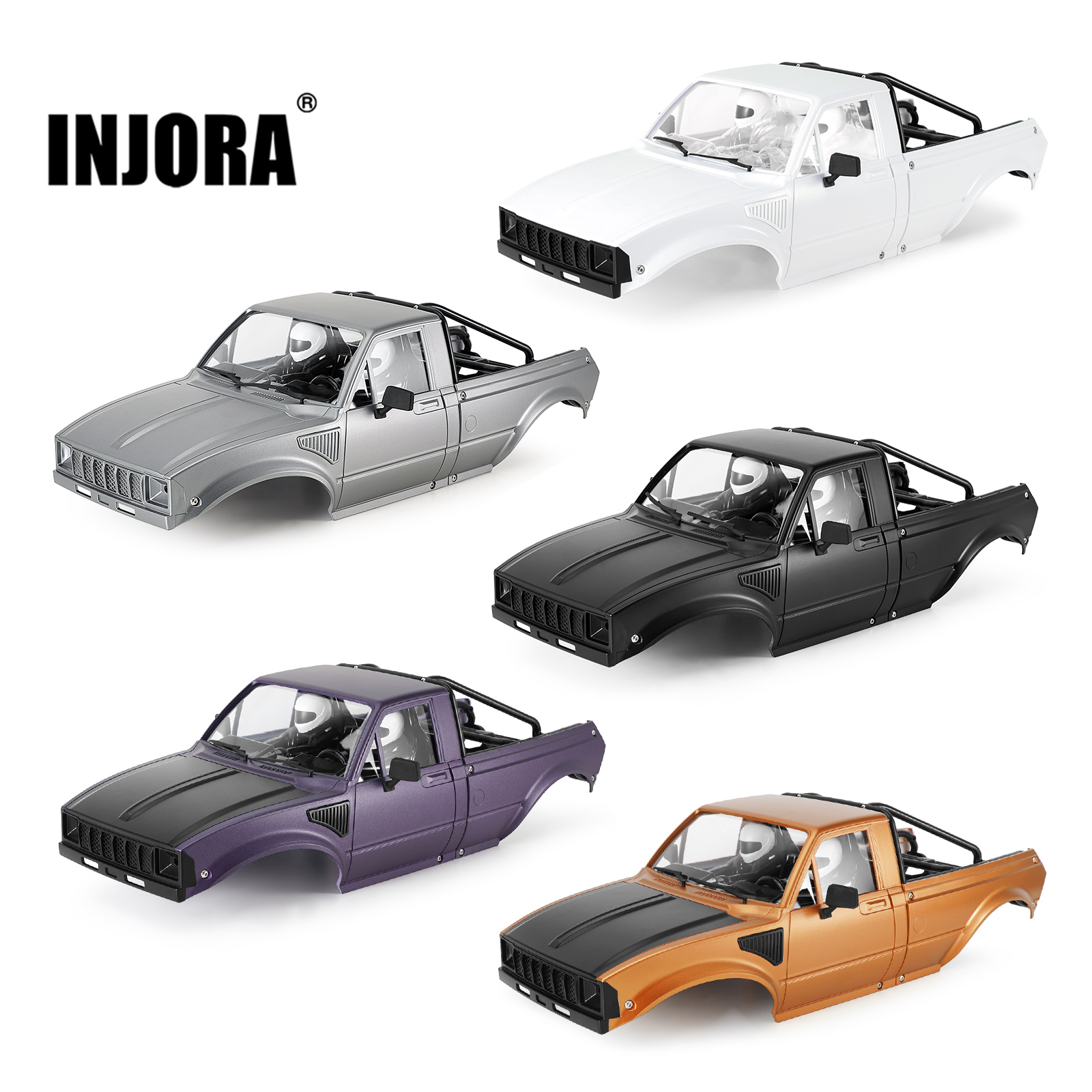 INJORA IR60-10 ตัวถังแข็งพร้อมโครงภายในและโครงเตียงสำหรับรถ RC Crawler ขนาด 1/10