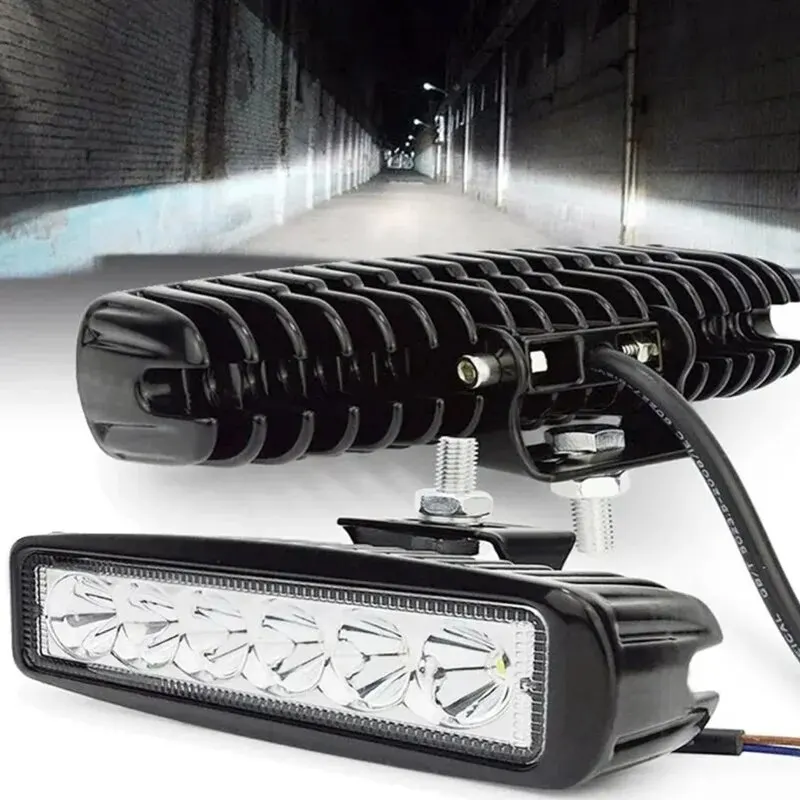 18w 6 LED Samochodowe światło robocze Wysoka jasność Reflektor Uniwersalny Offroad Samochód Ciężarówka Światła przeciwmgielne DRL Światło drogowe 12V