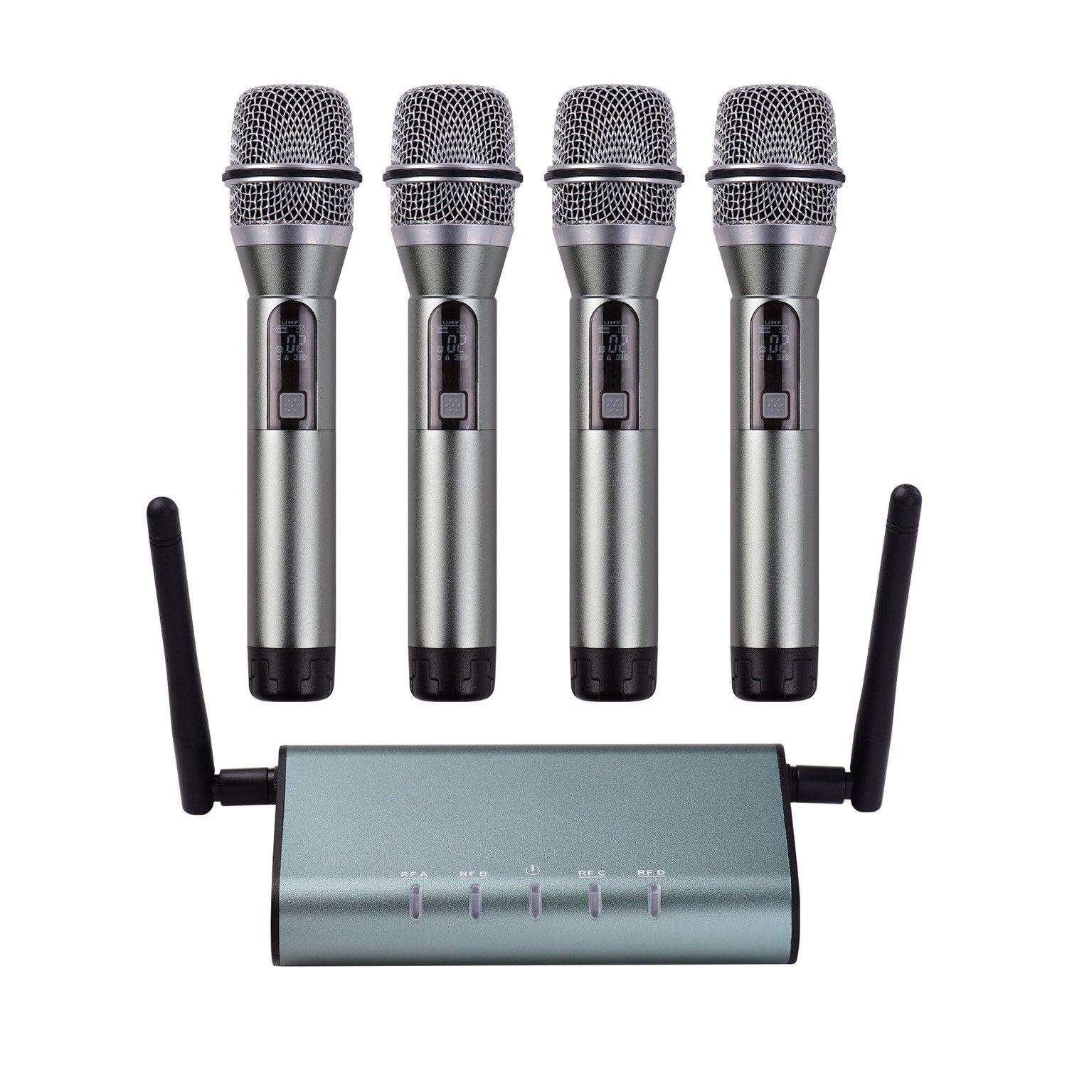 OEM U-F4600 металлическая 4-канальная Беспроводная микрофонная система UHF с 4 портативными динамическими микрофонами и мини-приемником