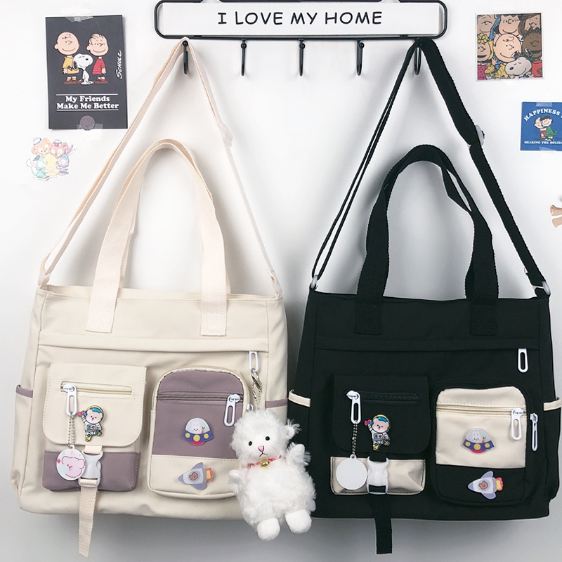 Tas Tangan Wanita Kanvas Baru Tas Kurir Tas Tote Bahu Modis Wanita Muda Tas Crossbody Wanita Serbaguna Tas Kantong Bolsas
