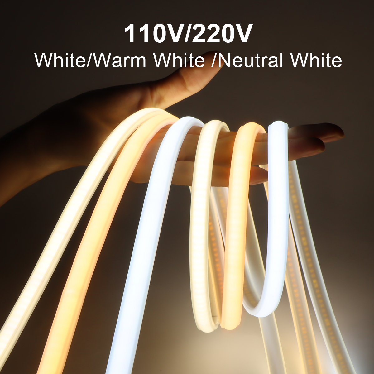 Tira de luces LED COB superbrillantes de 110V y 220V con interruptor, cinta FOB, enchufe UE EE. UU., 35M, 30M, 25M, 20M, 15M, 10M, luces de neón para cocina y habitación