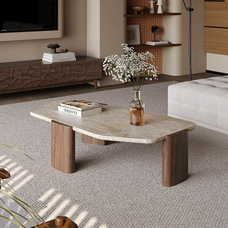Журнальный столик Wabi-Sabi Travertine, органический минималистский вариант для дома и бутика, термостойкий и устойчивый к царапинам, настраиваемый ремесленный столик