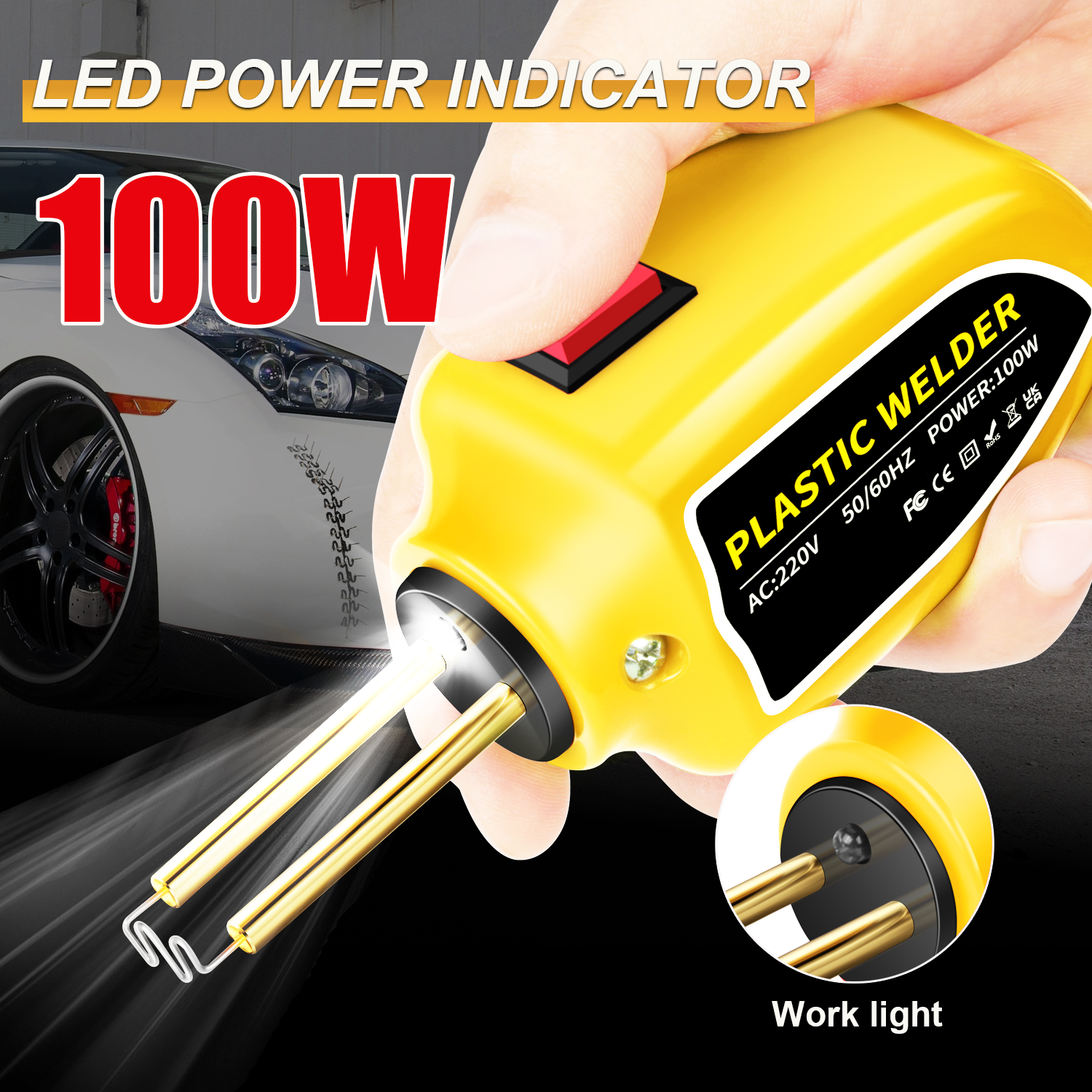 100W Kunststoff Schweißen Maschine Kunststoff Schweißer Pistole 200/400/1000/1200 stücke Heißer Hefter Kit Lötkolben für Auto Stoßstange Reparatur Werkzeuge