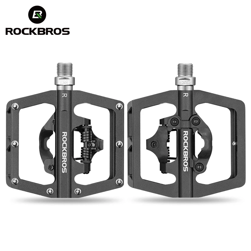 ROCKBROS-Pédales de vélo autobloquantes éventuelles D, pédales de course de vélo, pédales de verrouillage en aluminium blanchissant, roulement scellé, pédale de vélo VTT éventuelles D