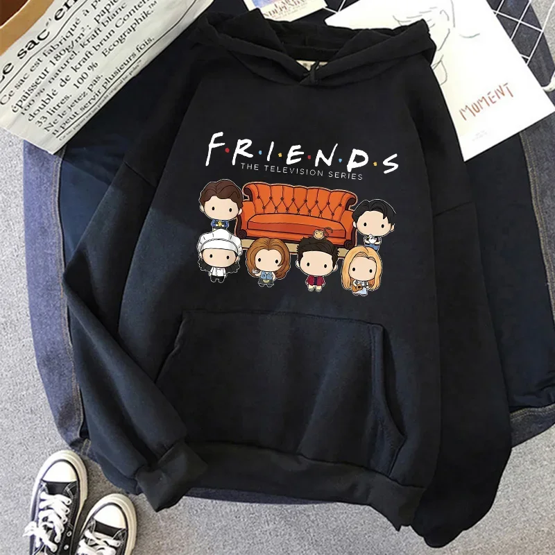 Sudaderas con capucha de programa de televisión Friends para mujer, sudaderas con capucha de amigos de dibujos animados divertidos, sudadera de Anime Vintage con gráfico Ullzang, sudadera con capucha femenina de los años 90