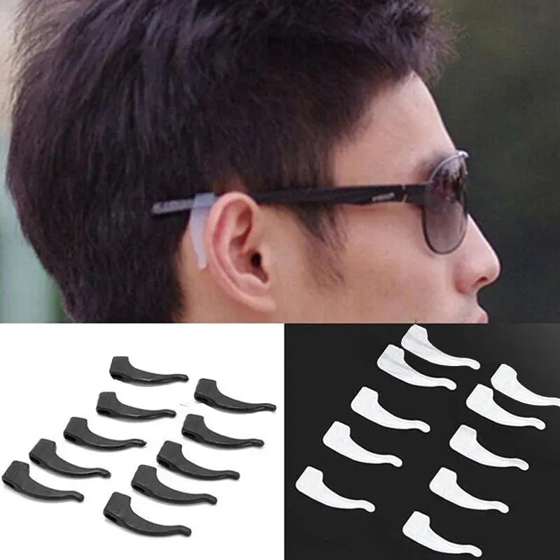 5 pares/lote óculos anti deslizamento manga silicone orelha gancho fixação para óculos de sol anti queda gancho anti deslizamento manga