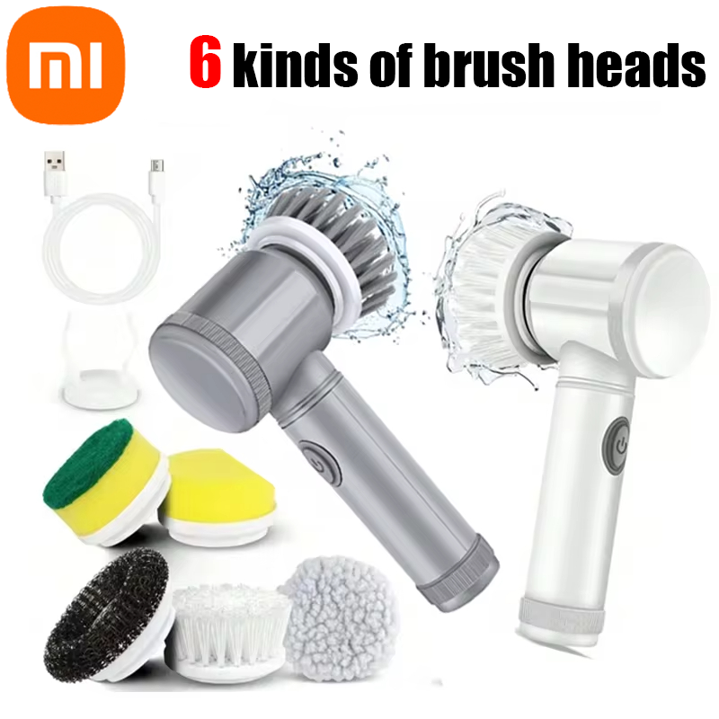 Xiaomi MIJIA-cepillo de limpieza giratorio, depurador eléctrico con 6 cabezales de cepillo reemplazables, cepillo de limpieza eléctrica para Baño