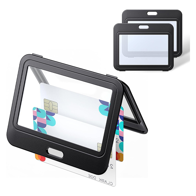 1 Piece Double Sided Clear Black ID Card Holder for Worker Horizontal Vertical Dual Use Kpop Photocard Cover Case for Student