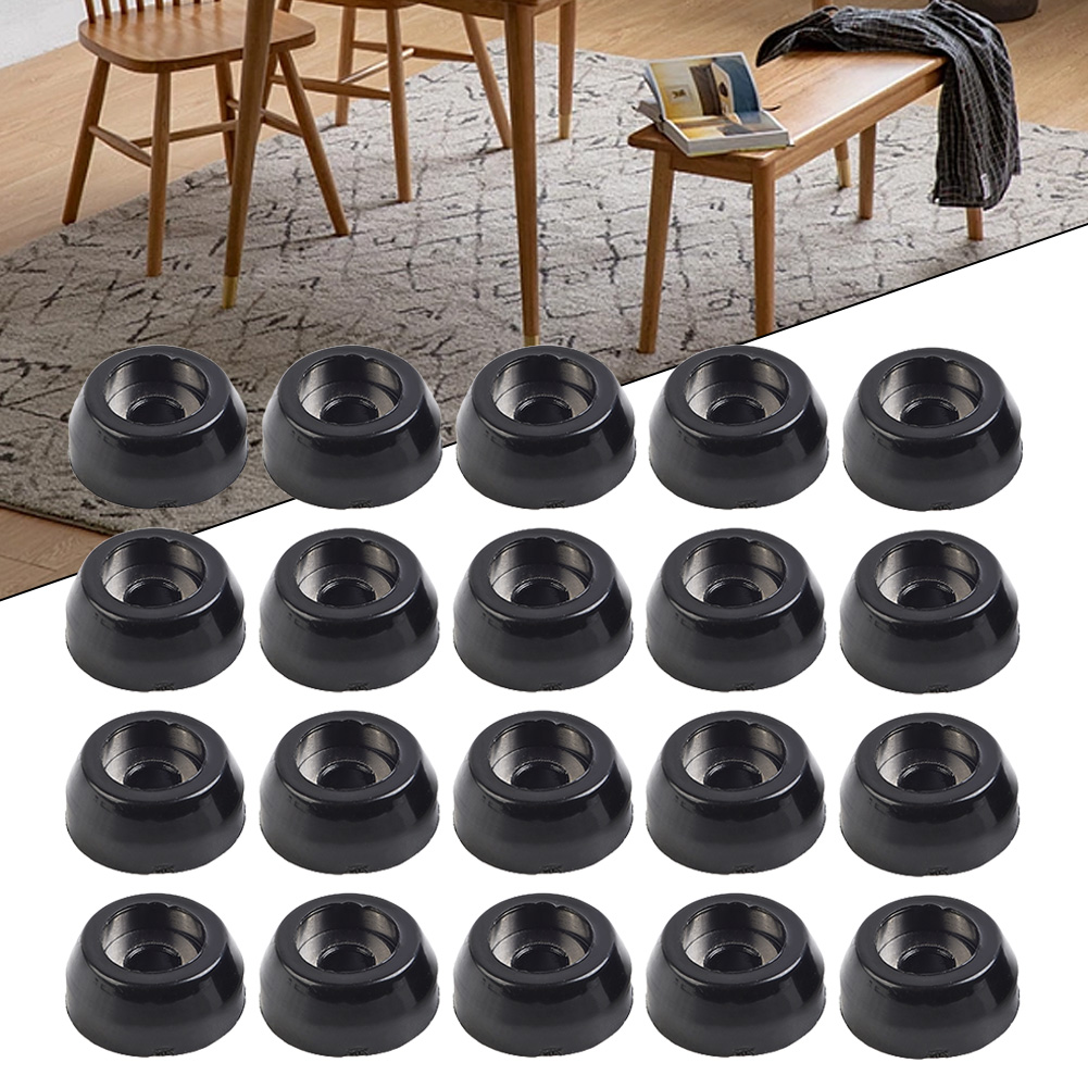 Almohadillas para pies de silla y mesa de goma, 20 piezas, muebles, silla, mesa, caja, almohadilla de pie de goma cónica, soporte de acero inoxidable, amortiguador
