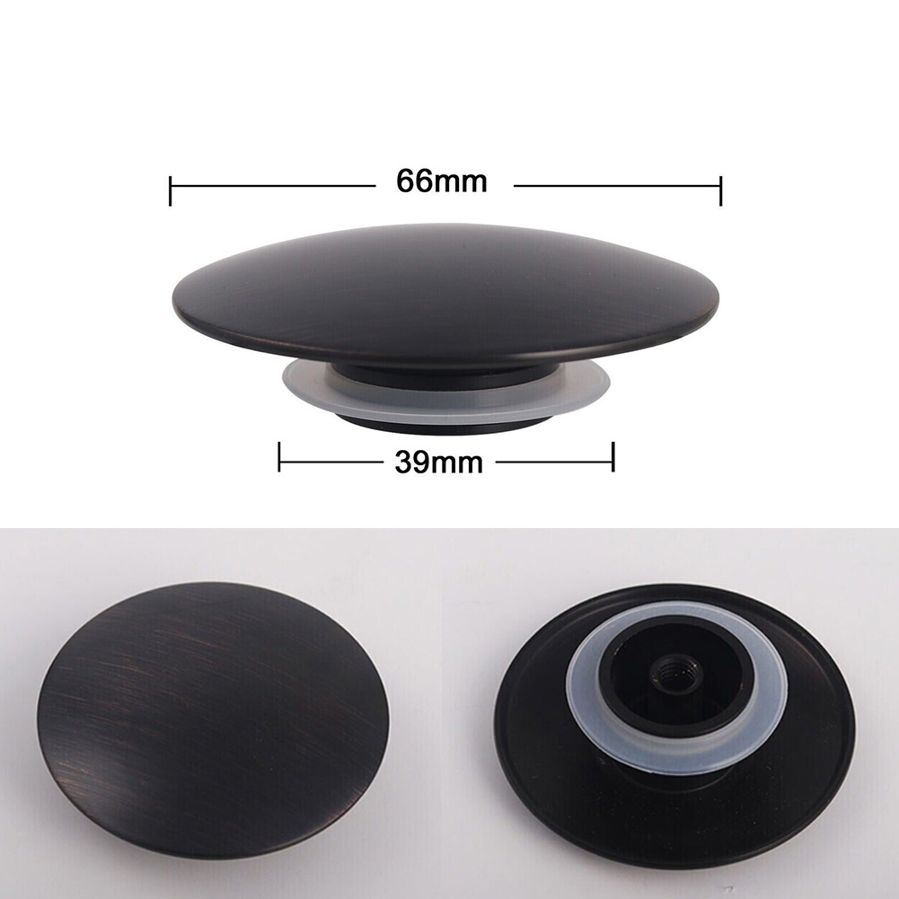 Sink Drain Plug Pop Up 66mm Bathroom Sink Push Button Matte Black Replacement Filter For Kitchen Bathroom Sinks Bathtubs