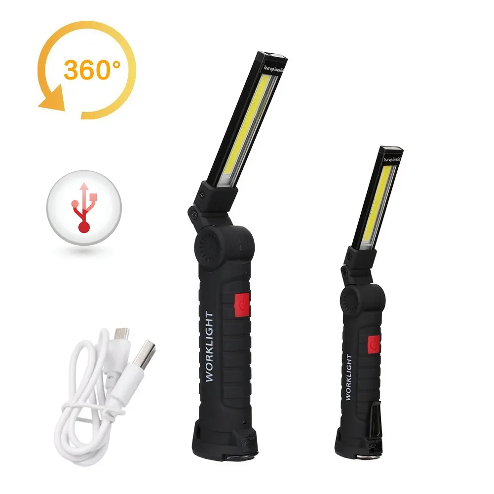 新しいポータブル COB LED 懐中電灯 USB 充電式ワークライト磁気ランテルハンギングランプ内蔵バッテリーキャンプトーチ
