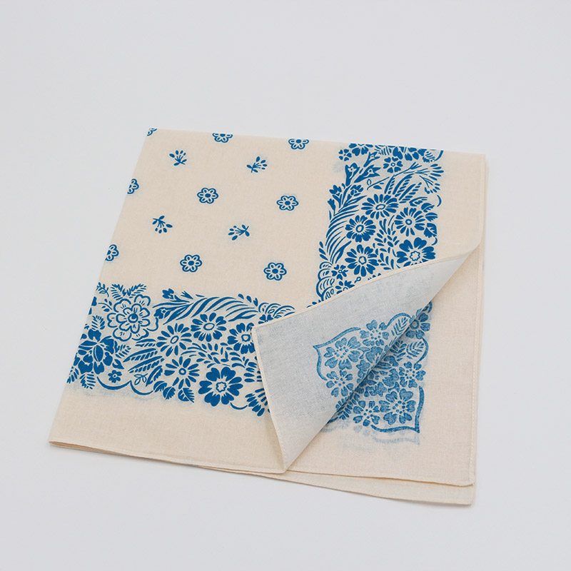Ivoorwit bedrukte blauwe bloemen bandana's dames meisje hoofddoek hoofdband halsdoek hoofddeksels vierkante sjaal