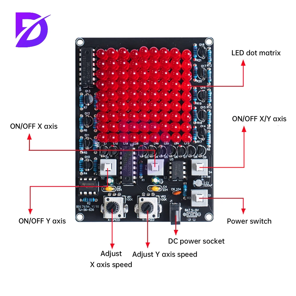 Zestaw LED DC4.5-9V 81 LED do podświetlenia, oś X/Y, regulowane światło przepływowe do gier, zestaw elektroniczny do samodzielnego montażu, lutowania.