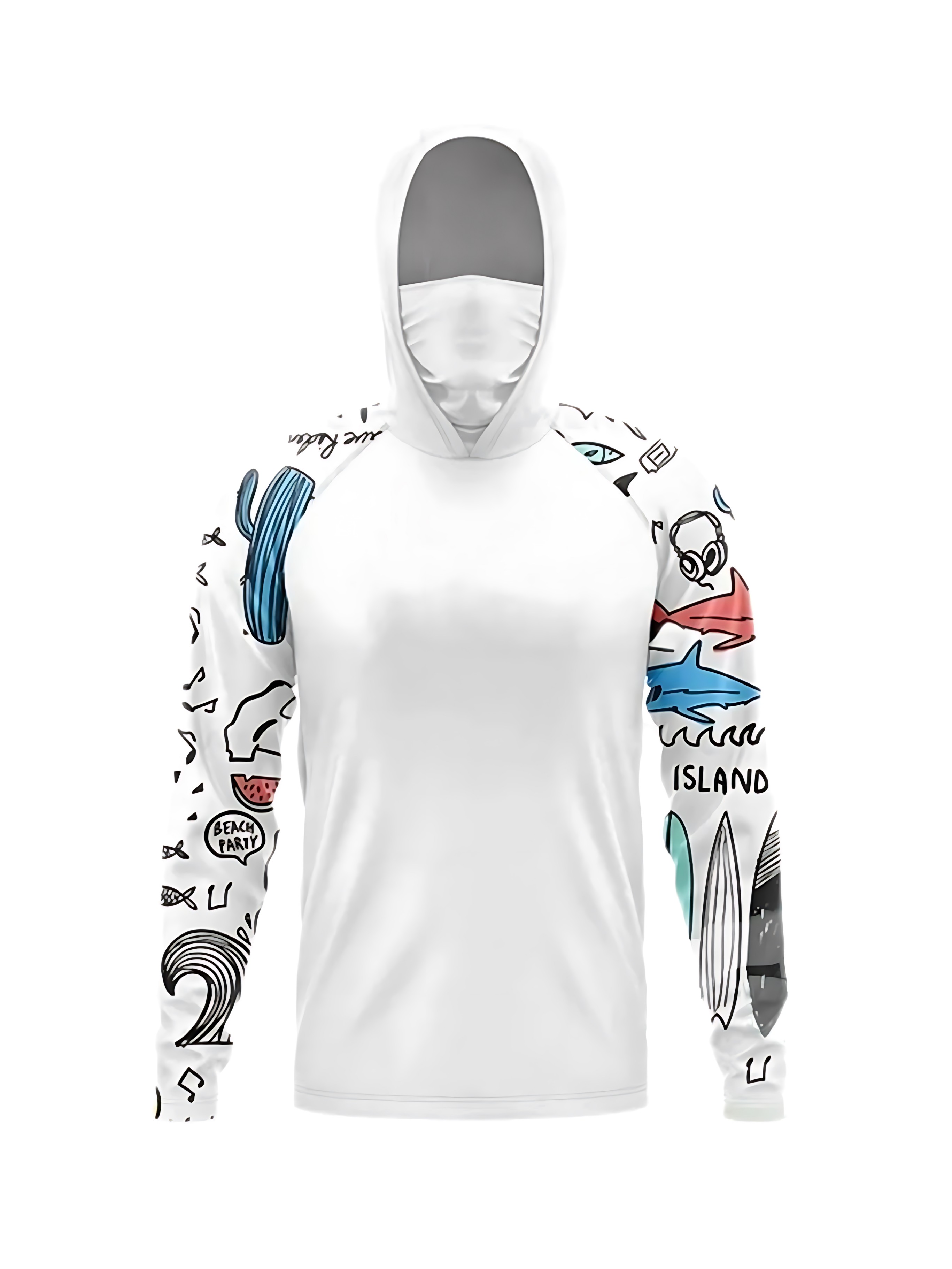 Sweat-shirt à capuche de pêche, masque de protection solaire anti-UV, ensemble d'équipement de pêche en forme de poisson, tenue de pêche avec chapeau