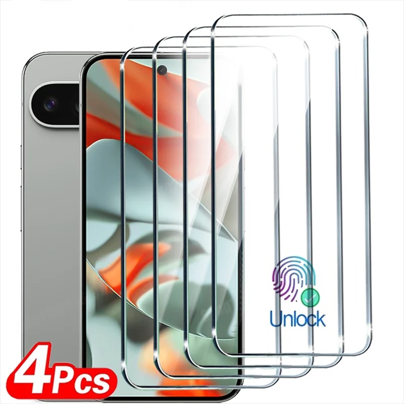 4 шт. 10D HD закаленное стекло для Google Pixel 9 Pro XL Защитная пленка для экрана Google Pixel 9 8 7Pro 9 Прозрачное стекло для разблокировки отпечатков пальцев