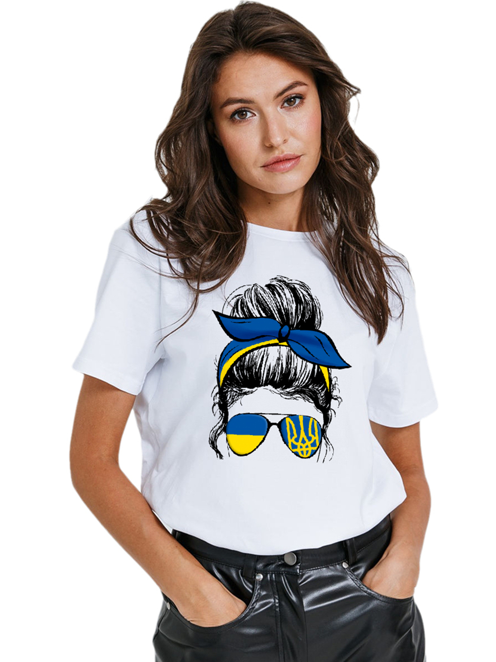 T-shirt Camicia in cotone boutique estiva per ragazza ucraina con stampa di motivi T-shirt casual My Homeland Fashion T-shirt a maniche lunghe