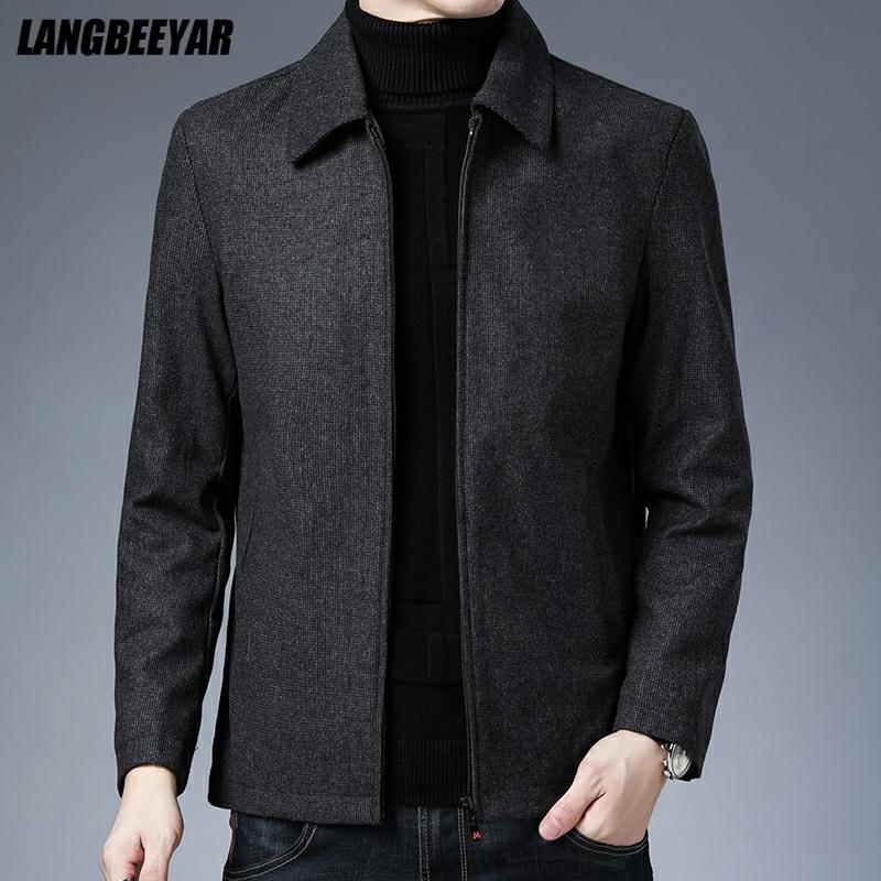 Hohe Qualität Neue Marke Casual Mode Revers Herbst Winter Herren Mantel 2025, Männer Kleidung Mode Jacke Solide Klassische Windjacke