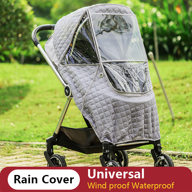 Capa de chuva universal 2-em-1 para carrinho de bebê, escudo de vento, casaco impermeável, capa de algodão quente, acessórios de inverno