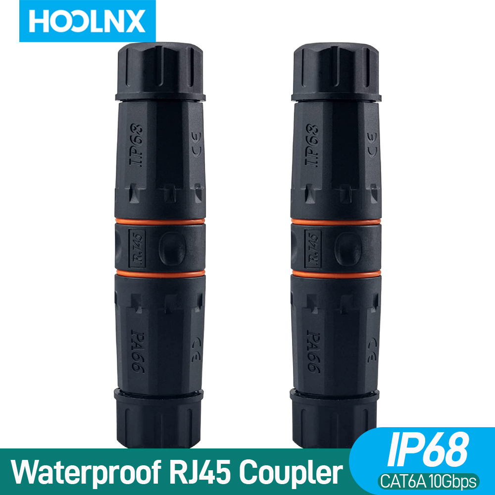 Hoolnx IP68 Waterproof RJ45 Coupler, Shielded Cat5e/6/6A Ethernet Cable Connector Network Cable Double Head Outdoor LAN Coupler