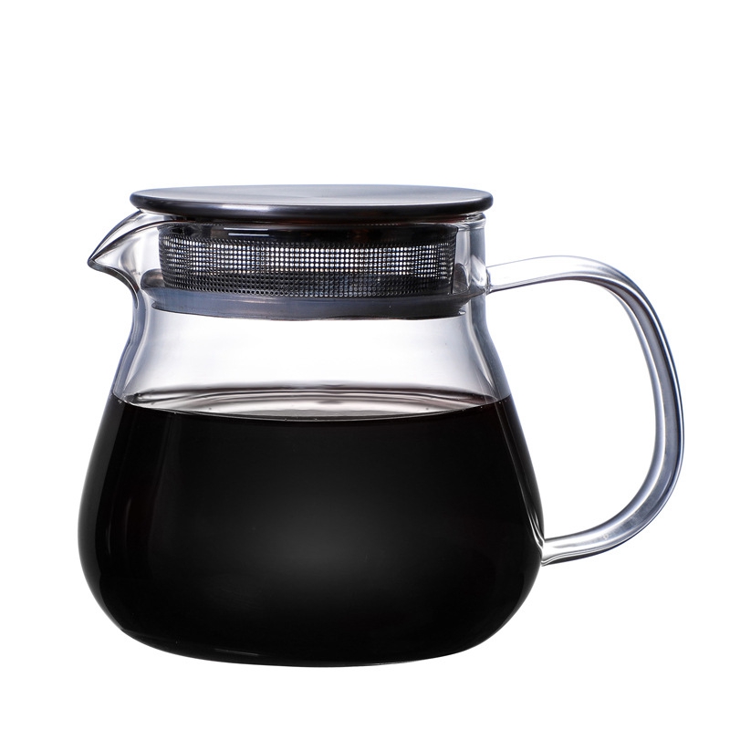 Hittebestendige Koffiepot Met De Hand Brouwen Koffiepot Stalen Deksel Transparant Delen Pot Glazen Brouwpot Met Handvat
